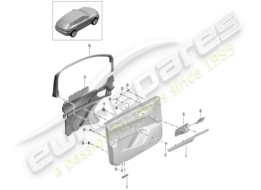 porsche 2019 (macan) accesorios diagrama de piezas