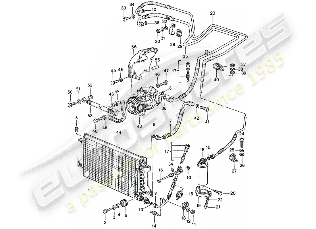porsche 1986 (944) circuito refrigerante diagrama de piezas