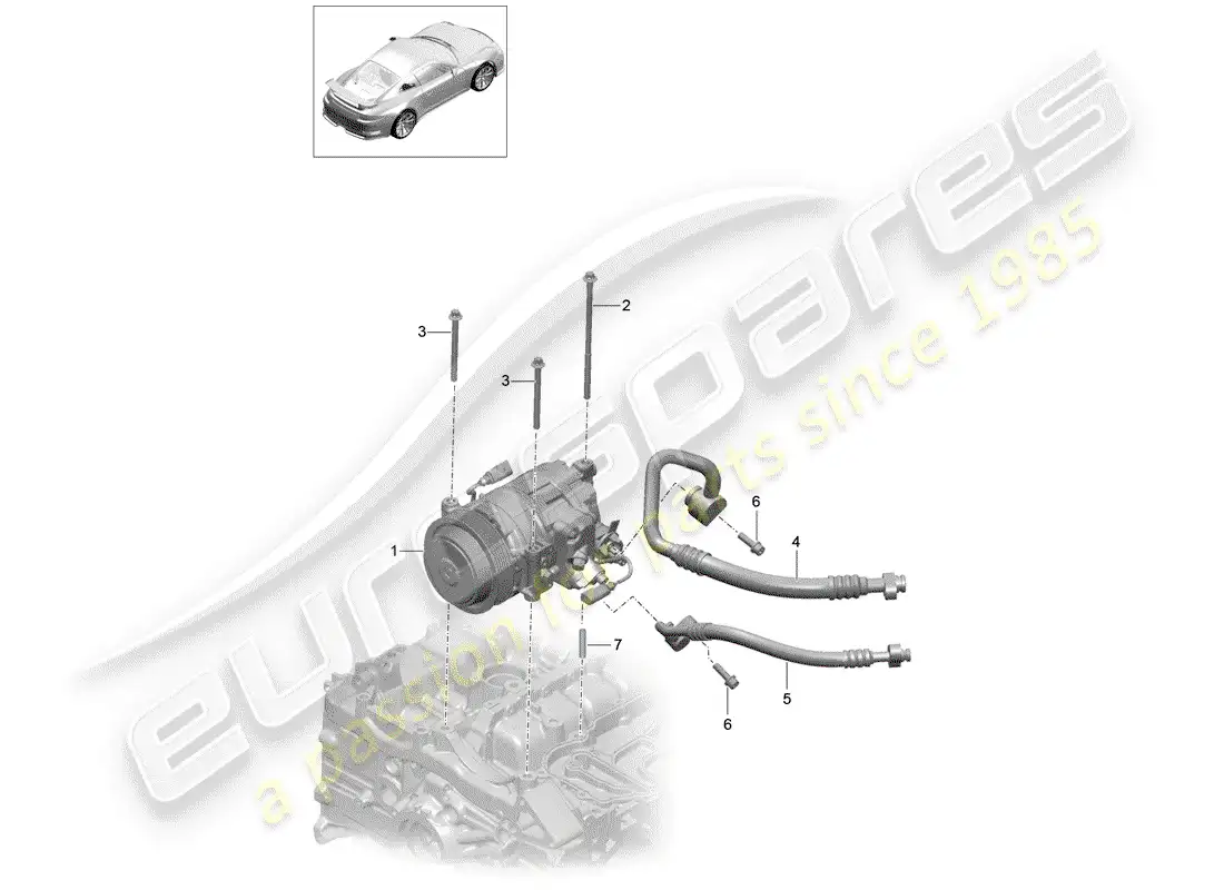 porsche 2017 (991-2 r/gt3/rs) compresor diagrama de piezas