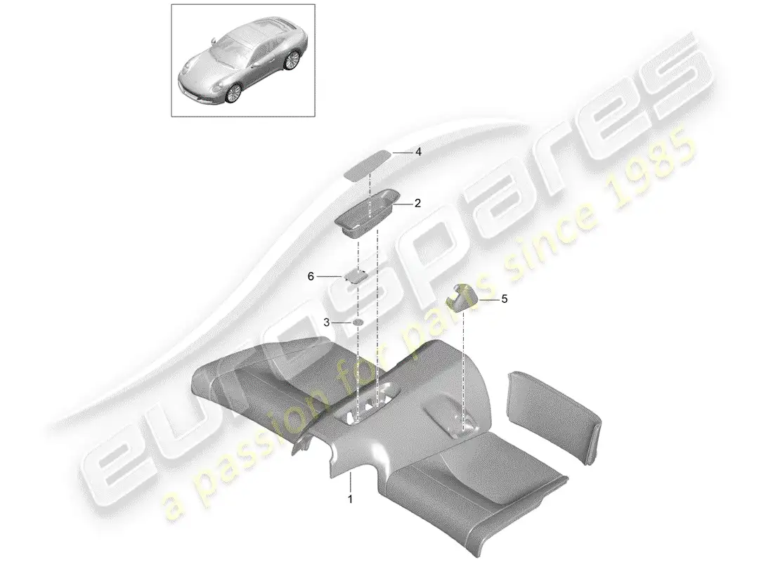 porsche 2019 (991-2) cojín del asiento trasero diagrama de piezas