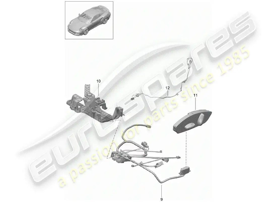 porsche 2015 (991-1 turbo) cableando arneses diagrama de piezas