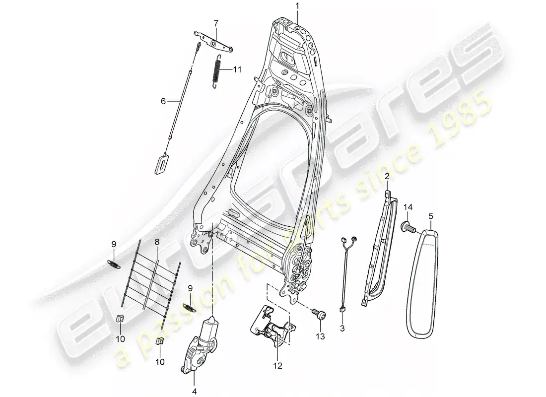 porsche 2007 (997-1 turbo / gt2) marco del respaldo diagrama de piezas