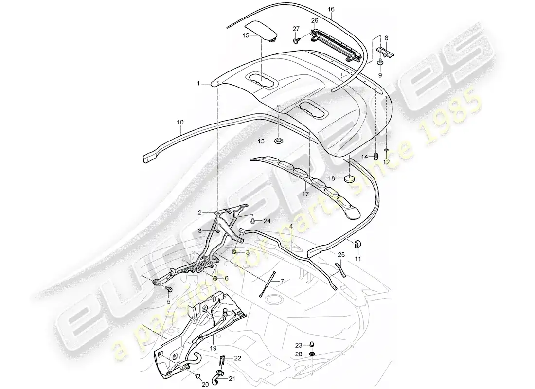porsche 2012 (997-2) caja de almacenaje superior diagrama de piezas