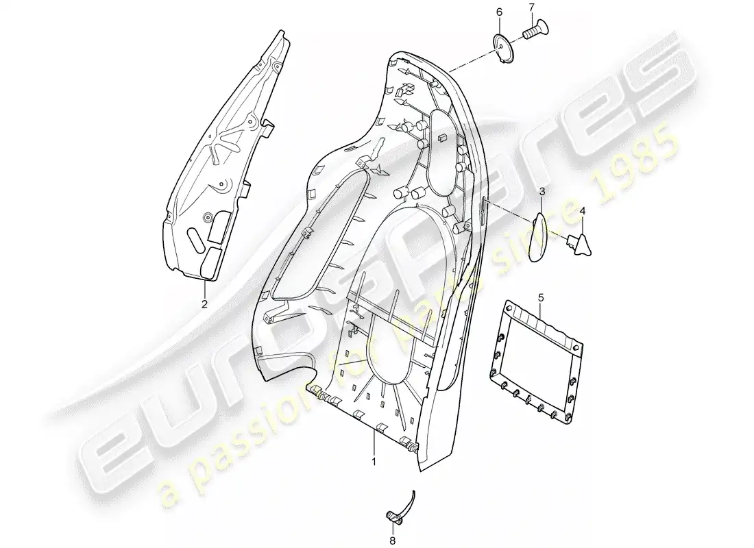 porsche 2007 (997-1) carcasa del respaldo diagrama de piezas