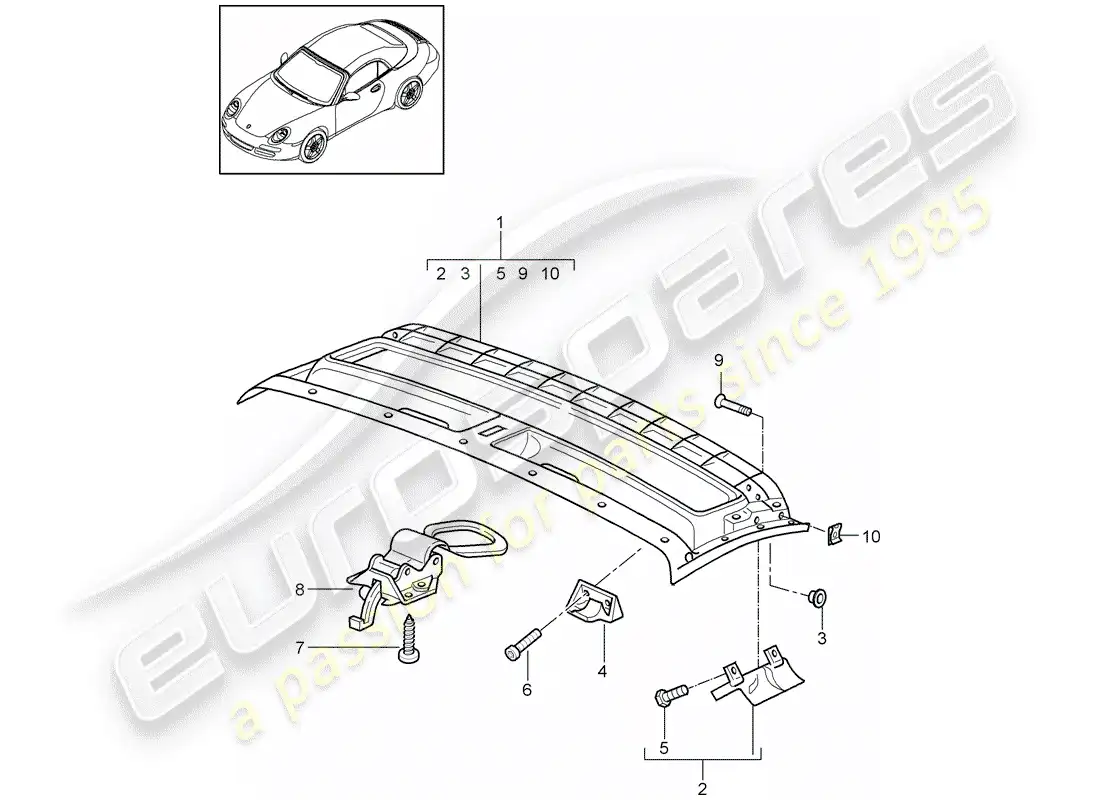 porsche 2012 (997-2) marco del techo diagrama de piezas