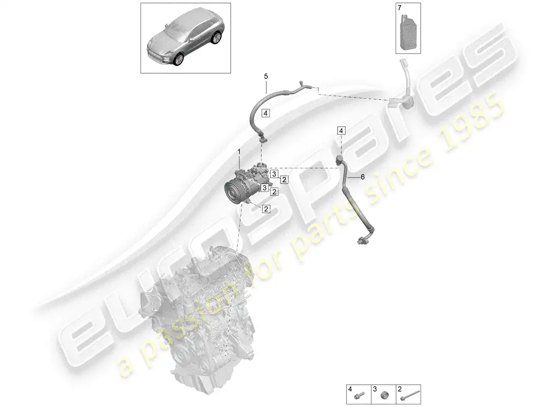 porsche 2019 (macan) compresor de aire acondicionado diagrama de piezas