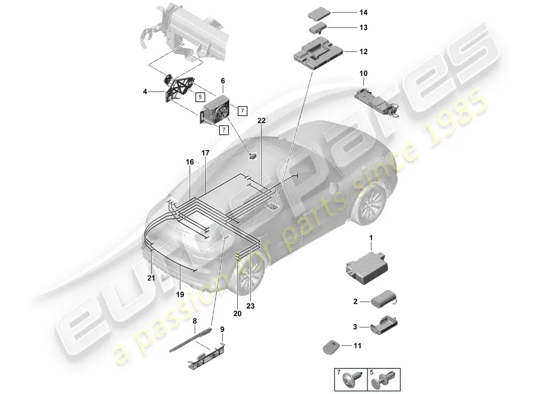 porsche 2018 (cayenne e3 9ya/9yb) para vehículos con teléfono diagrama de piezas