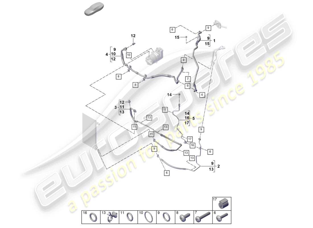 porsche 2026 (cayenne e3 pa) circuito refrigerante para vehículos con propulsión híbrida diagrama de piezas