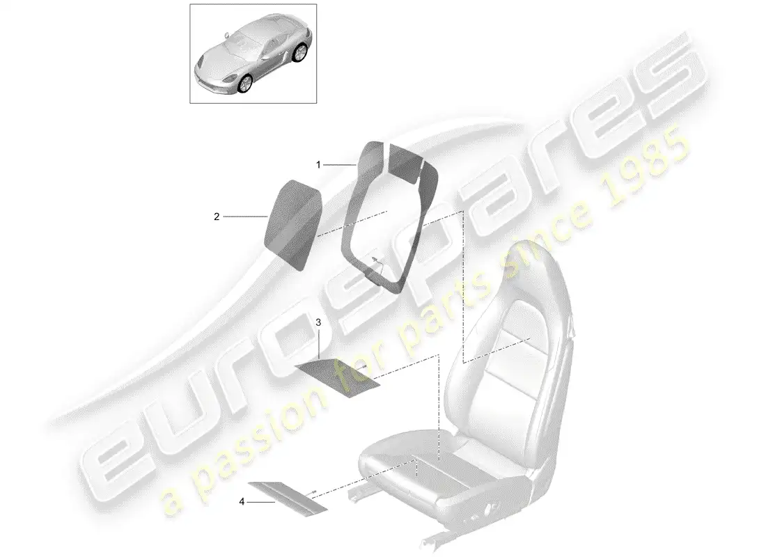 porsche 2017 (718 cayman) elemento calentador diagrama de piezas