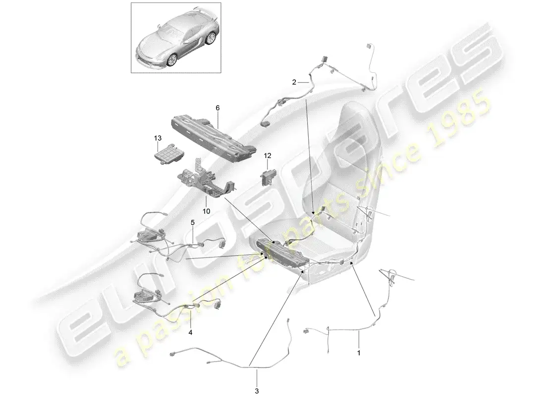 porsche 2016 (981 cayman gt4) arneses de cableado diagrama de piezas