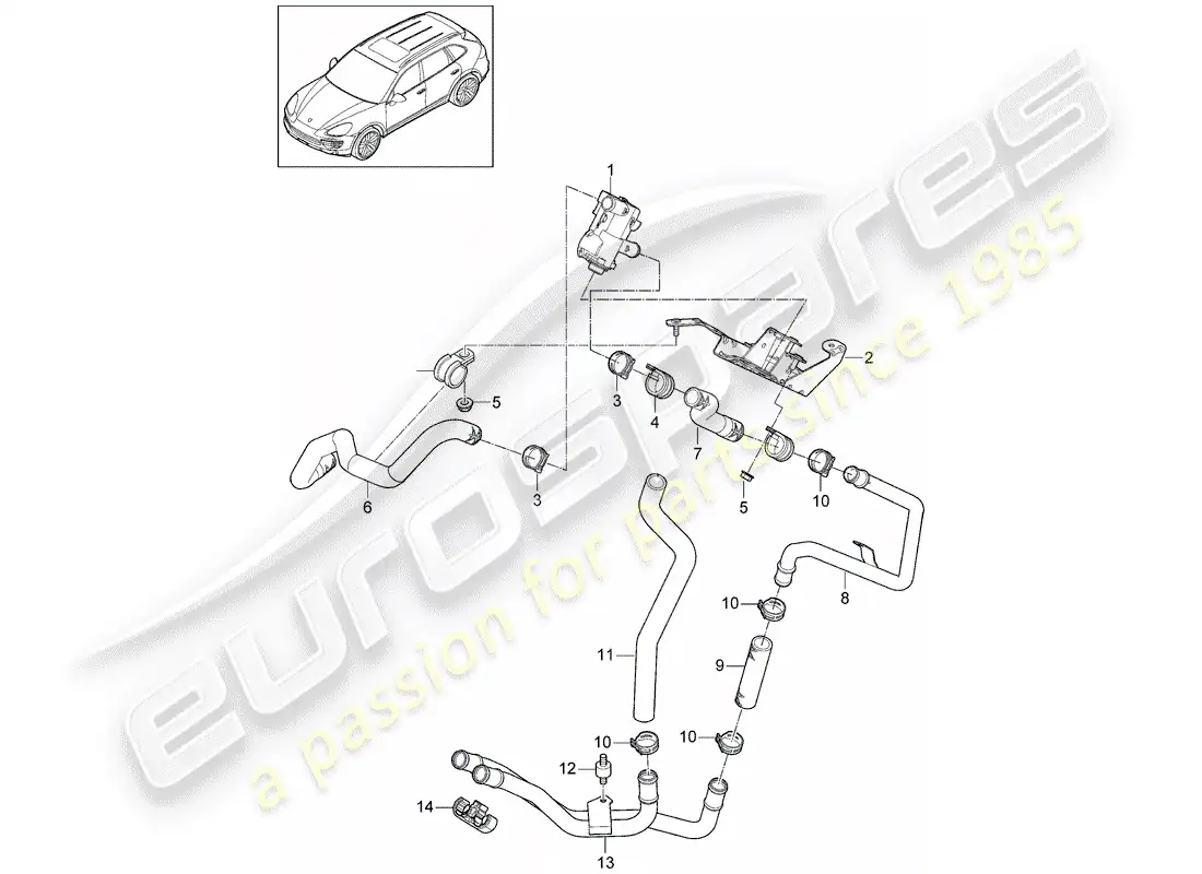 porsche 2013 (cayenne e2 92a) diagrama de piezas de manguera