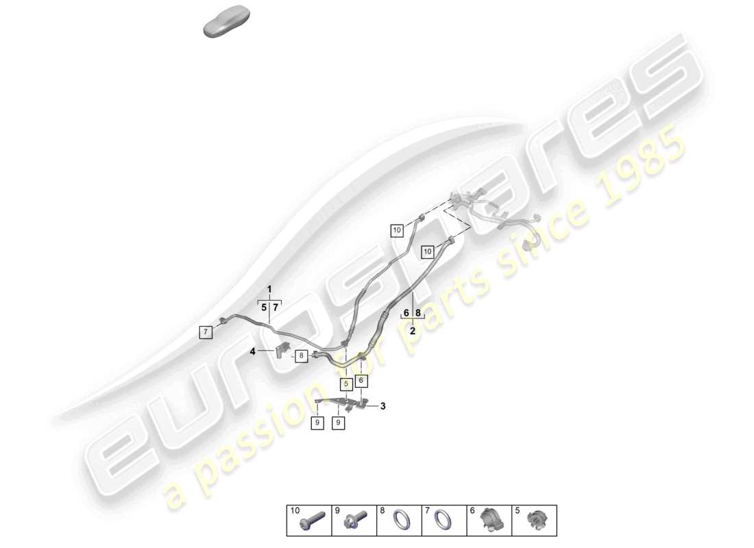 porsche 2024 (992-2) diagrama de piezas de la carcasa de la rueda de la línea de refrigerante del aire acondicionado trasero