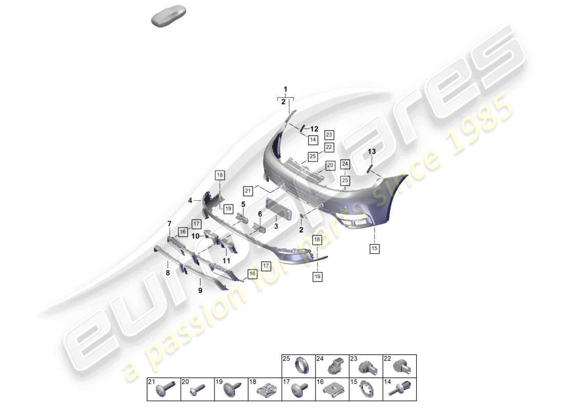 porsche 2024 (992-2) diagrama de pieza del parachoques trasero
