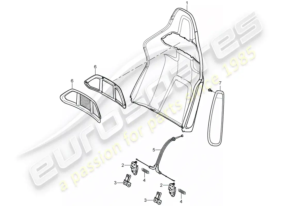 porsche 2009 997-2 turbo / gt2 carcasa del respaldo diagrama de piezas