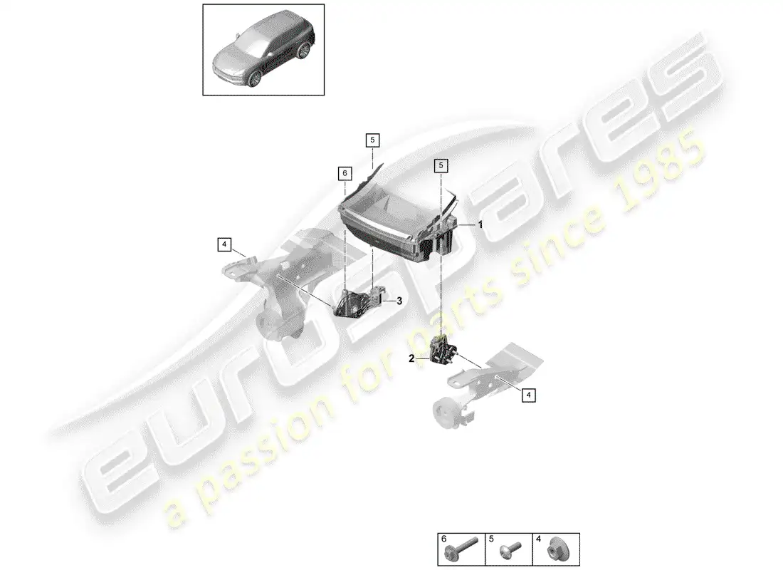 porsche 2018 (cayenne e3 9ya/9yb) encabezar pantalla diagrama de piezas