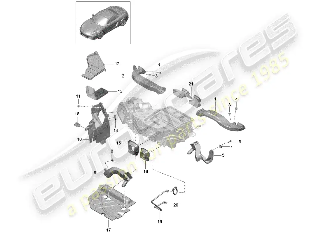 porsche 2014 (981 boxster) ducto de aire diagrama de piezas