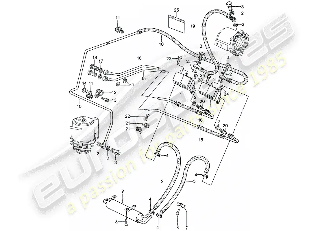 porsche 1987 (959) sobrealimentando 3 diagrama de piezas
