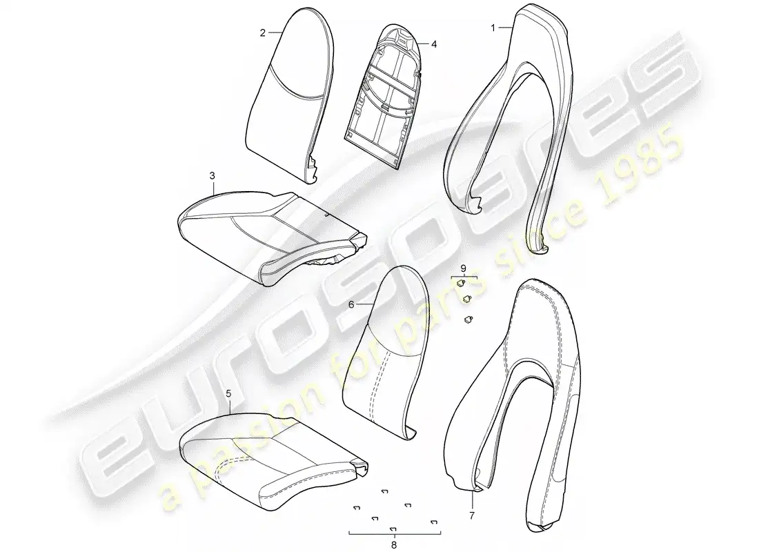 porsche 2008 (987 boxster) parte de espuma diagrama de piezas