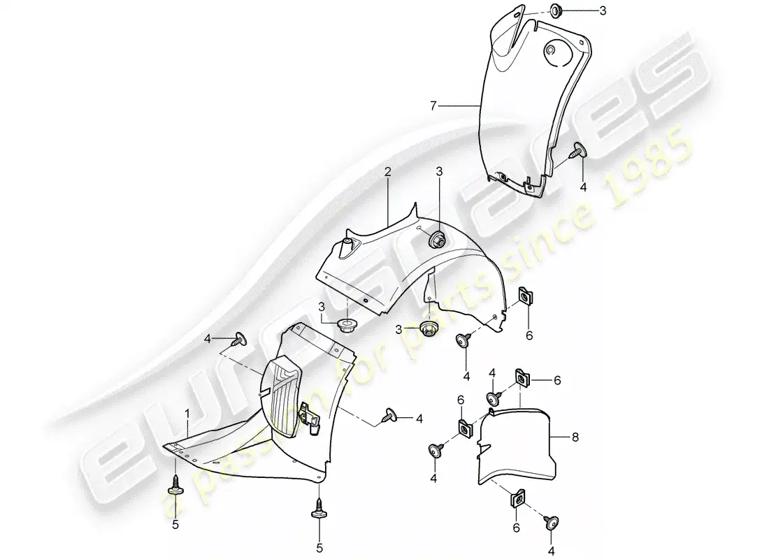 porsche 2011 (997-2 gt3) adornos diagrama de piezas