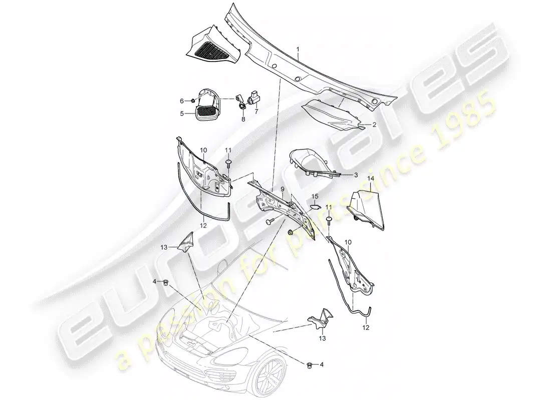 porsche 2013 (cayenne e2 92a) cubrir diagrama de piezas