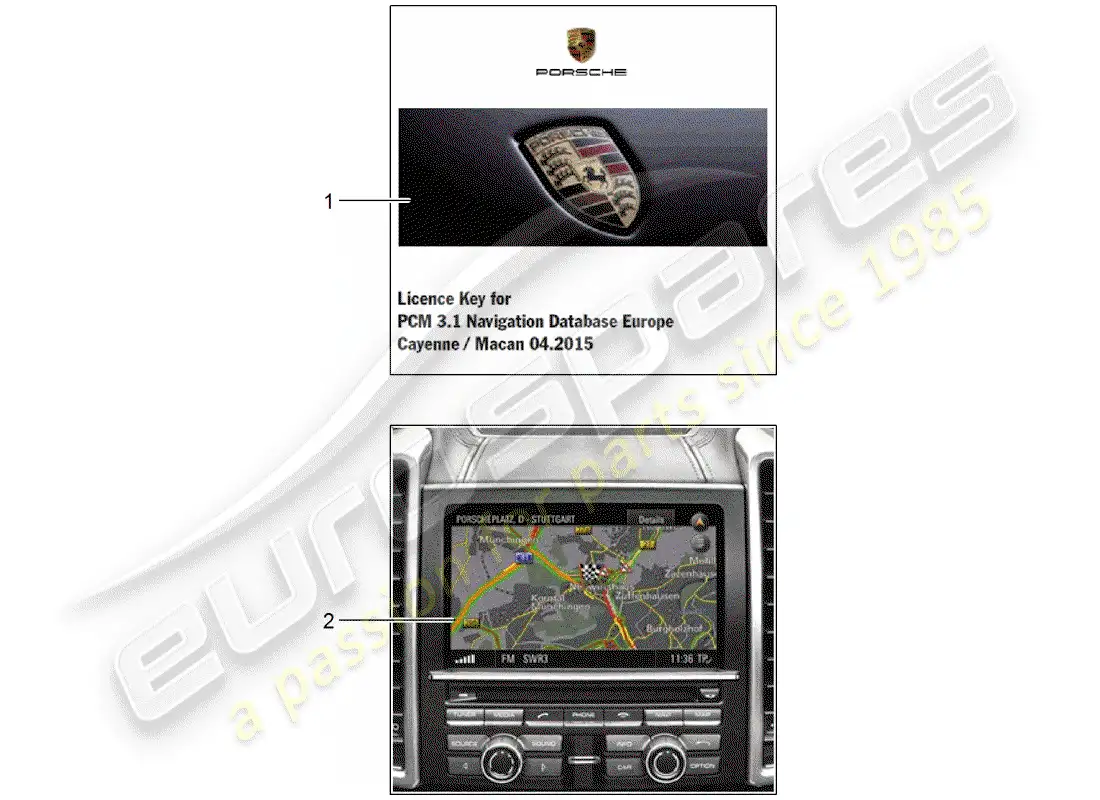 porsche 2013 (tequipment cayenne) sistema de navegación diagrama de piezas
