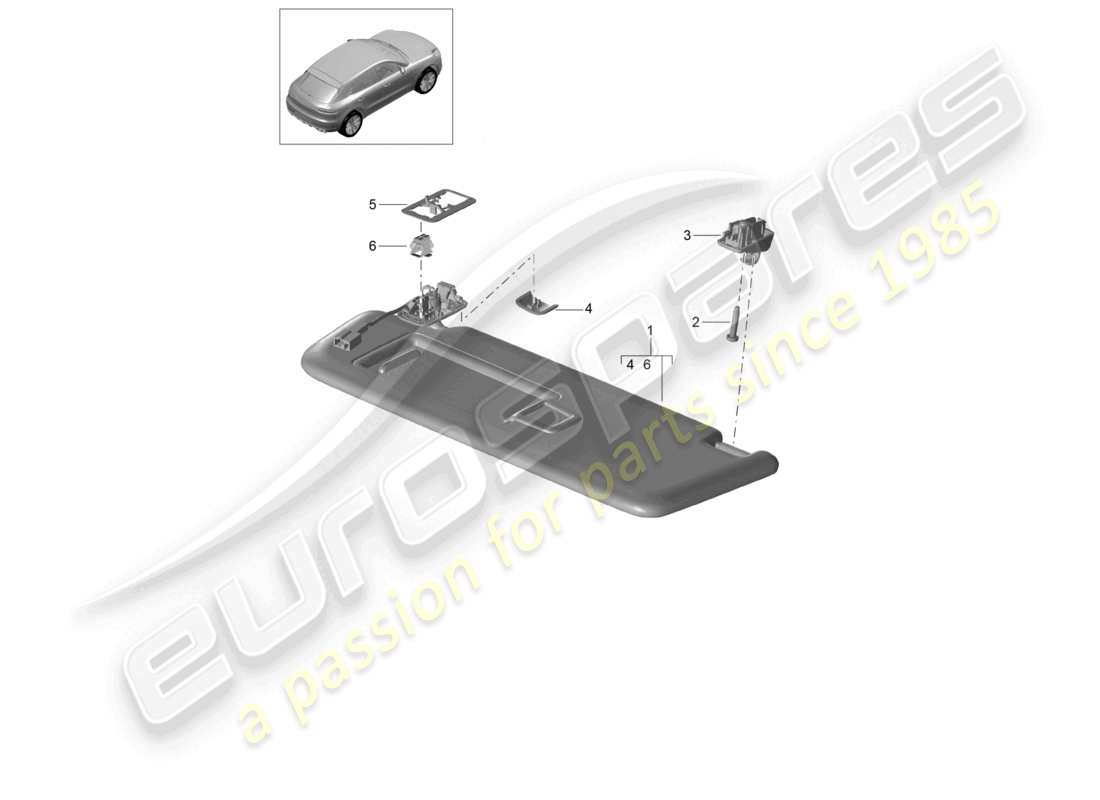 porsche 2021 (macan) sun vizors diagrama de piezas