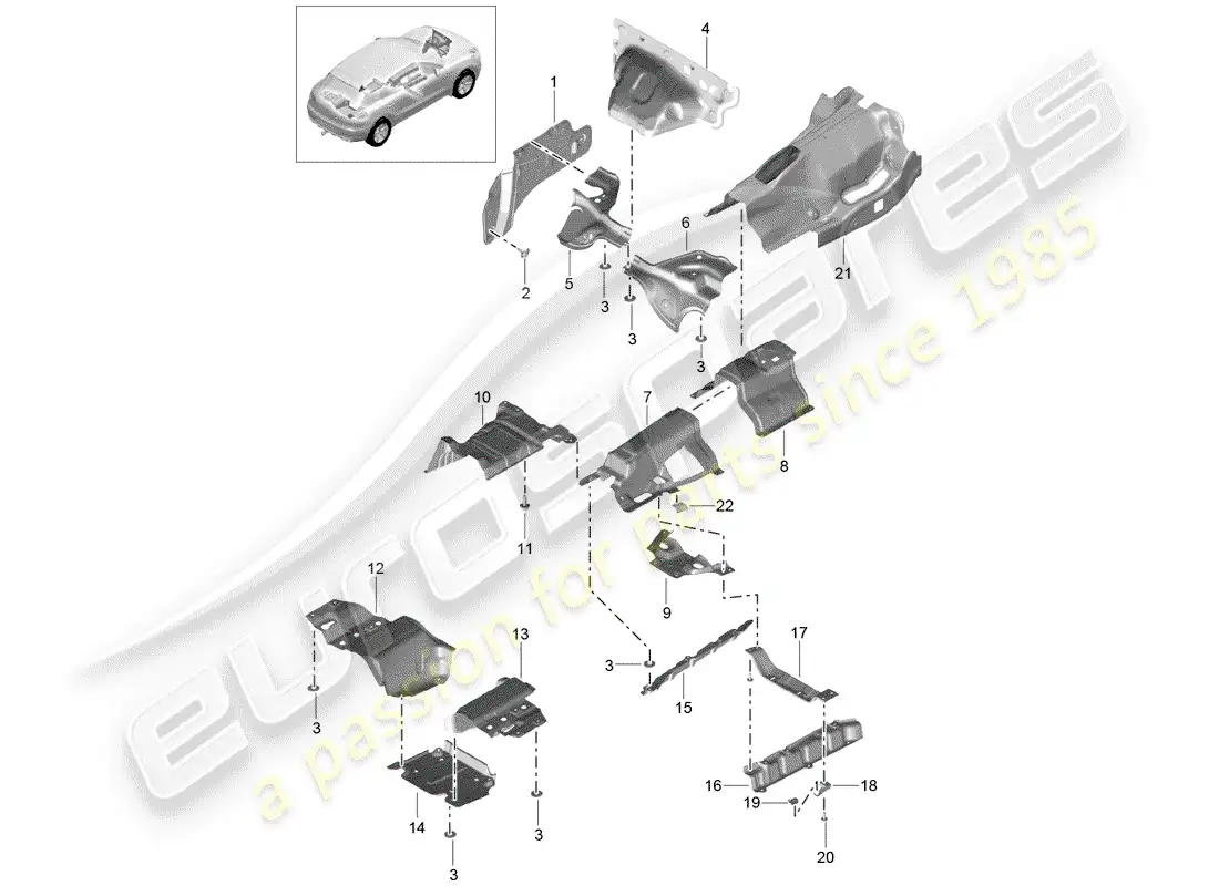 porsche 2016 (macan) recubrimiento diagrama de piezas