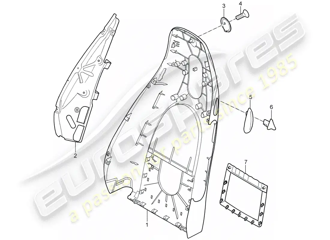 porsche 2008 (987 boxster) carcasa del respaldo diagrama de piezas