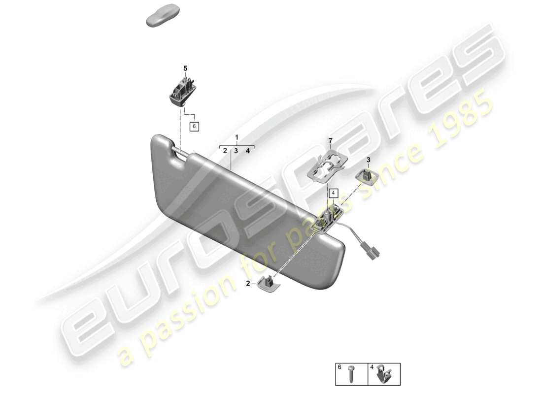 porsche 2024 (panamera 976) diagrama de piezas de las visores sun