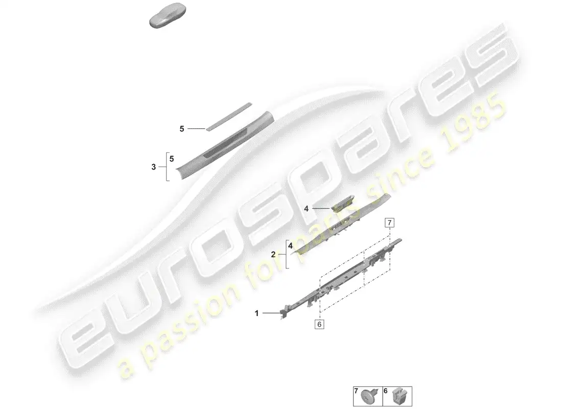 porsche 2020 (992-1) moldura de larguero diagrama de piezas