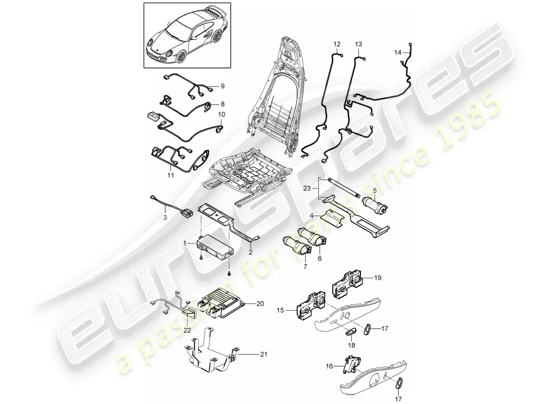 porsche 2013 (997-2 turbo / gt2 rs) cableando arneses diagrama de piezas