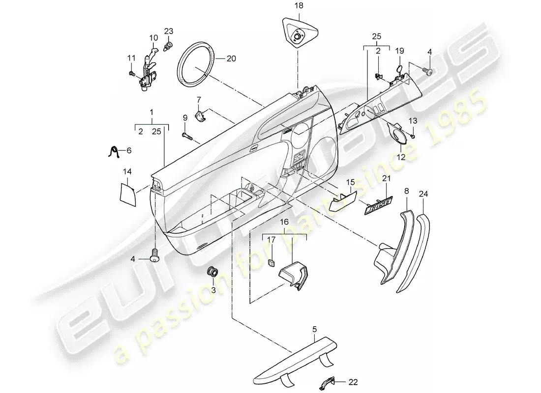 porsche 2010 (997-2) panel de la puerta diagrama de piezas