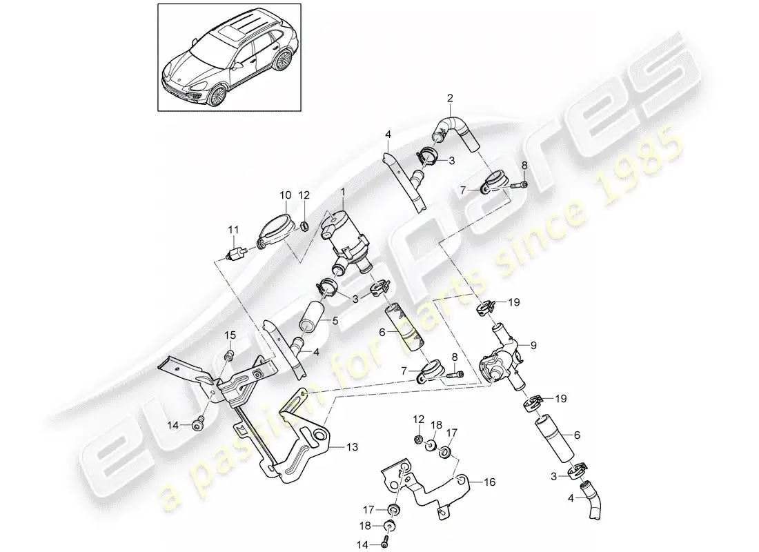 porsche 2013 (cayenne e2 92a) diagrama de piezas del calentador