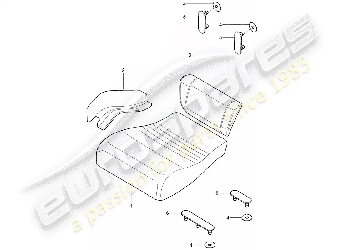 porsche 2005 (997-1) cojín del asiento trasero diagrama de piezas