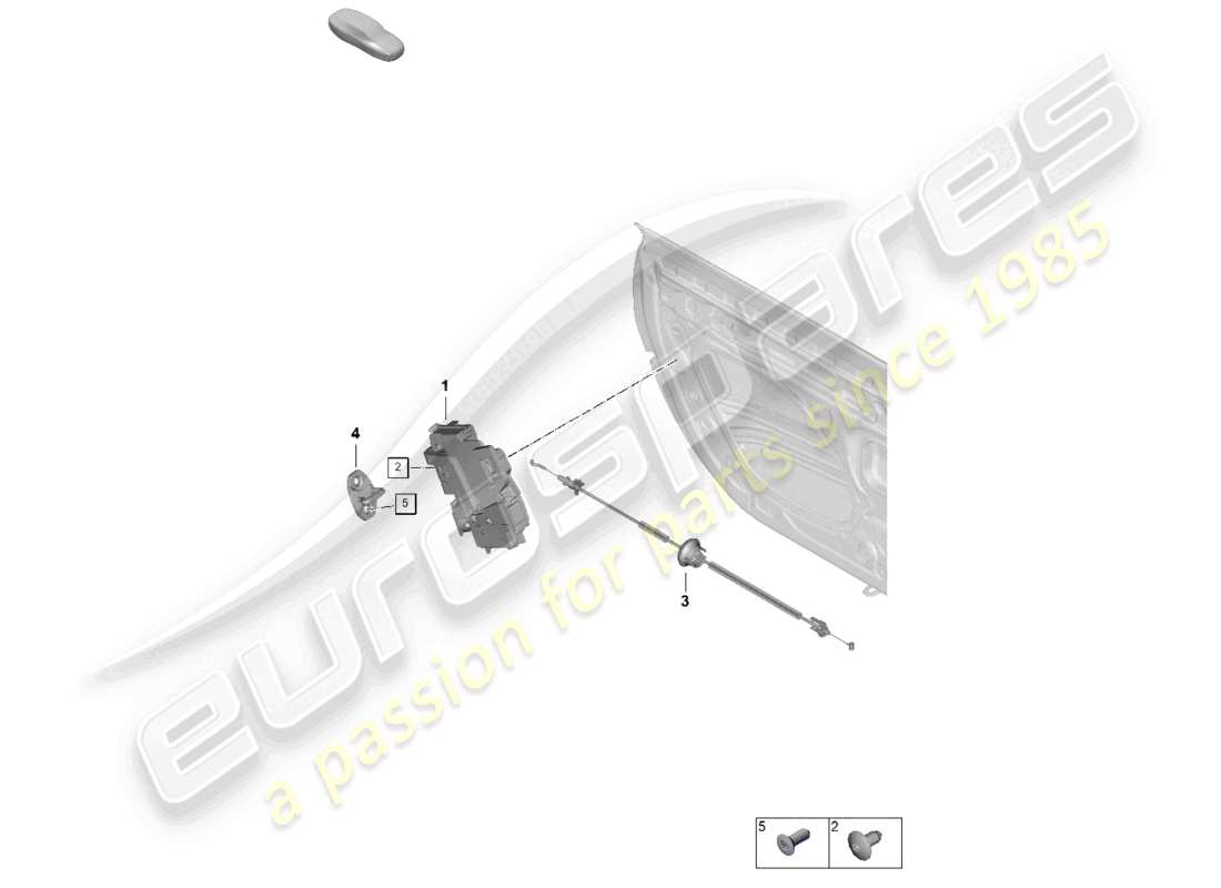 porsche 2024 (992-2) diagrama de piezas de accesorios de cerradura de puerta