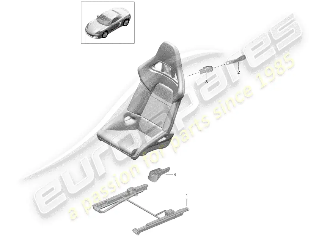 porsche 2019 (718 boxster) asiento diagrama de piezas