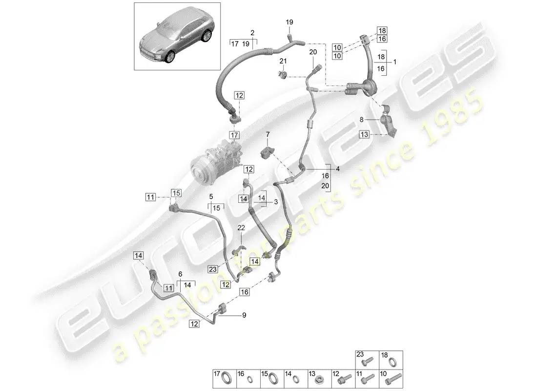 porsche 2019 (macan) circuito refrigerante diagrama de piezas