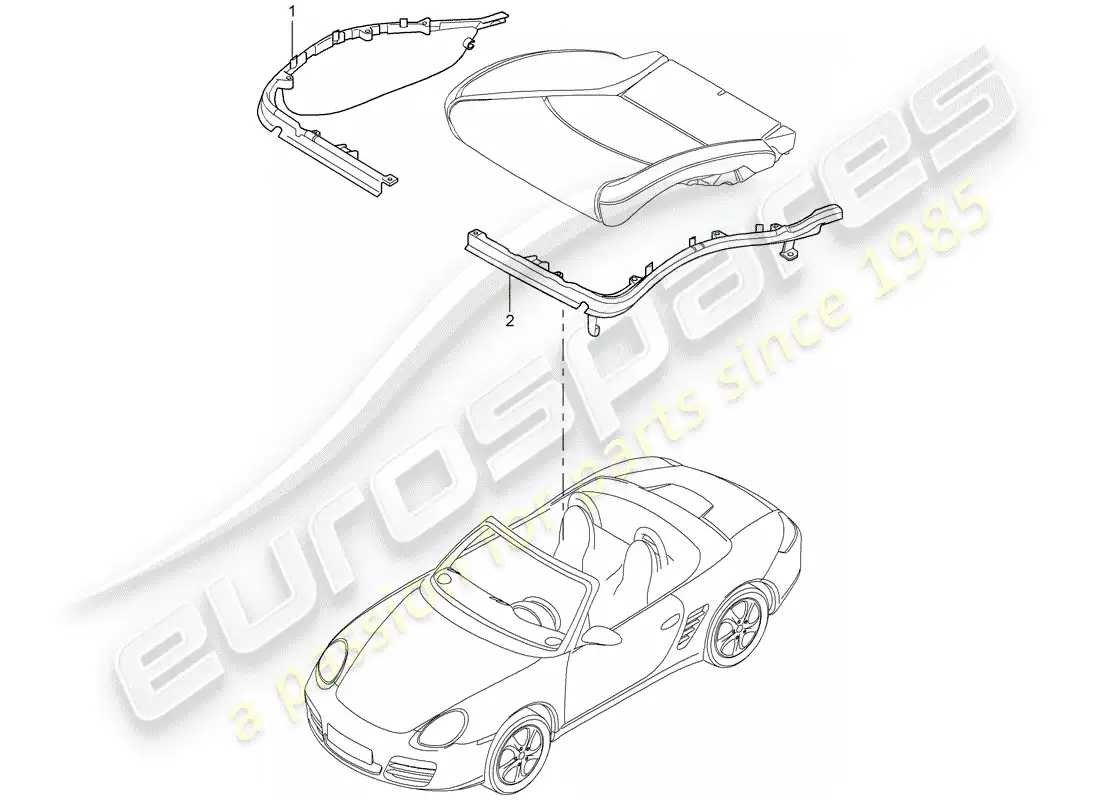 porsche 2008 (987 boxster) portador de cojín diagrama de piezas