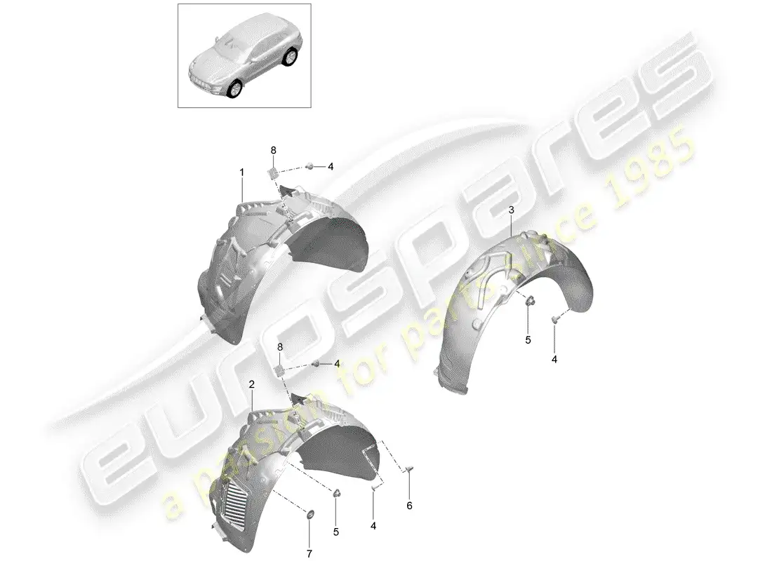 porsche 2016 (macan) recubrimiento diagrama de piezas