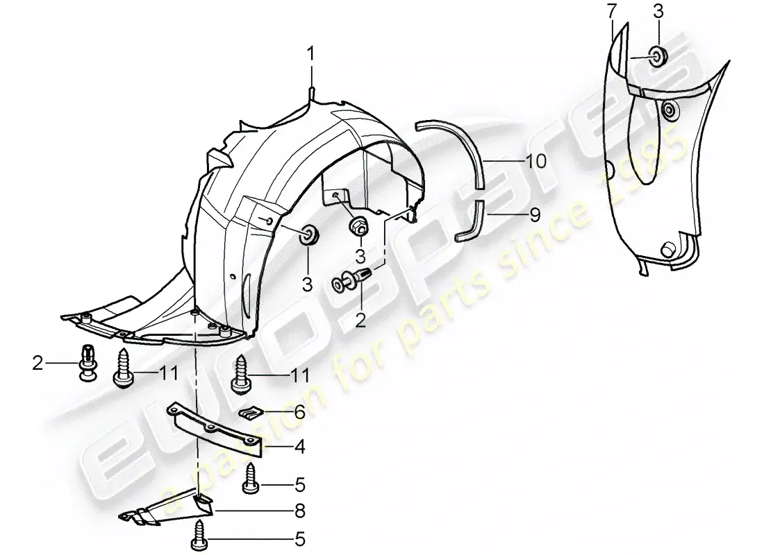 porsche 1999 (996) adornos - for - caja de rueda - d >> - mj 2001 diagrama de piezas