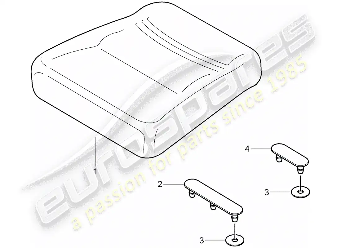 porsche 2009 997-2 turbo / gt2 cojín del asiento trasero diagrama de piezas