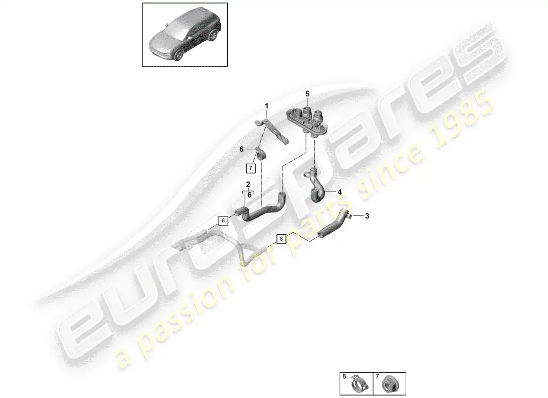 porsche 2020 (cayenne e3 9ya/9yb) calentador diagrama de piezas