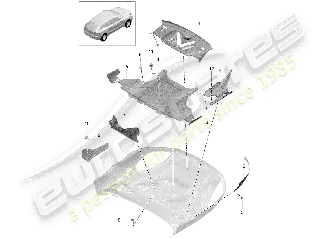 porsche 2016 (macan) recubrimiento diagrama de piezas