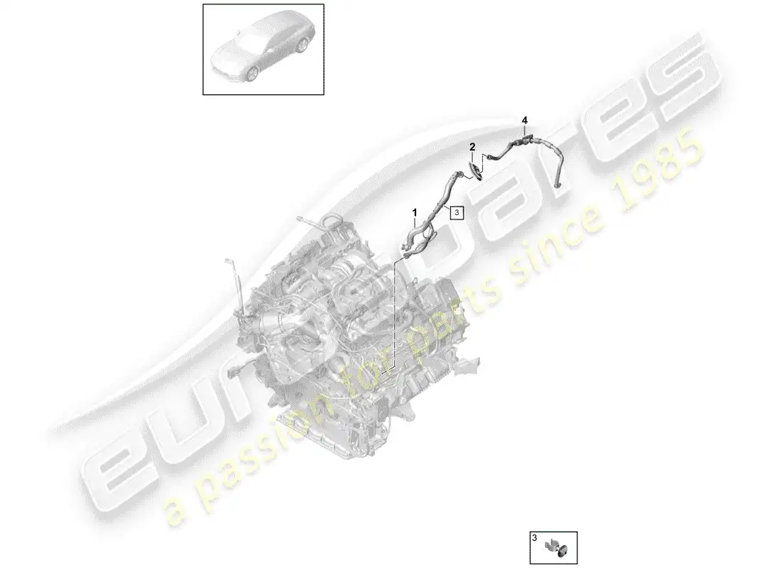 porsche 2019 (panamera 971-1) línea de vacío diagrama de piezas