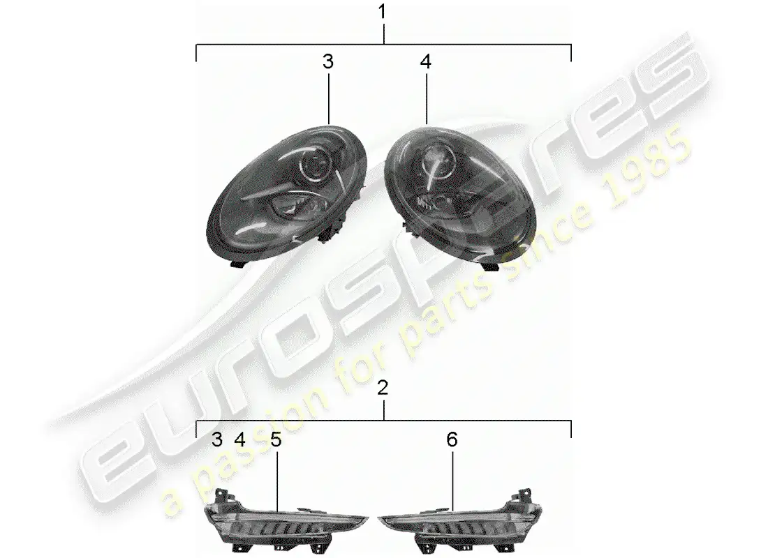 porsche 2016 (tequipment 98x/99x) lámpara de cabeza diagrama de piezas