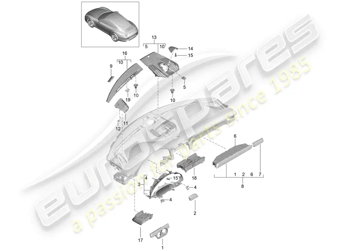 porsche 2014 (991-1) accesorios diagrama de piezas