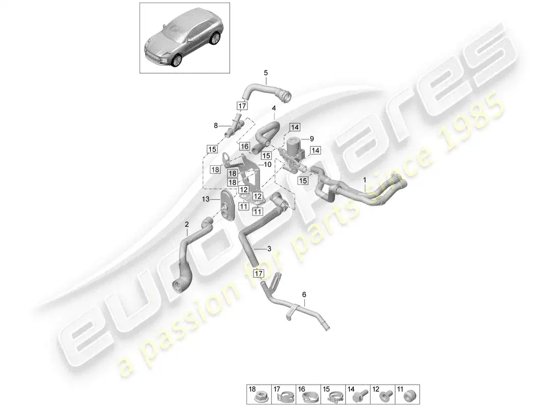 porsche 2019 (macan) calentador diagrama de piezas