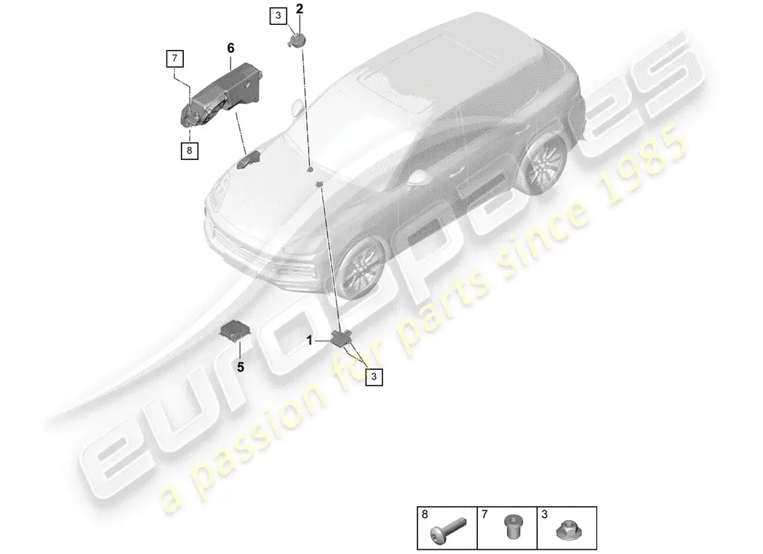 porsche 2018 (cayenne e3 9ya/9yb) módulo de control electrónico diagrama de piezas