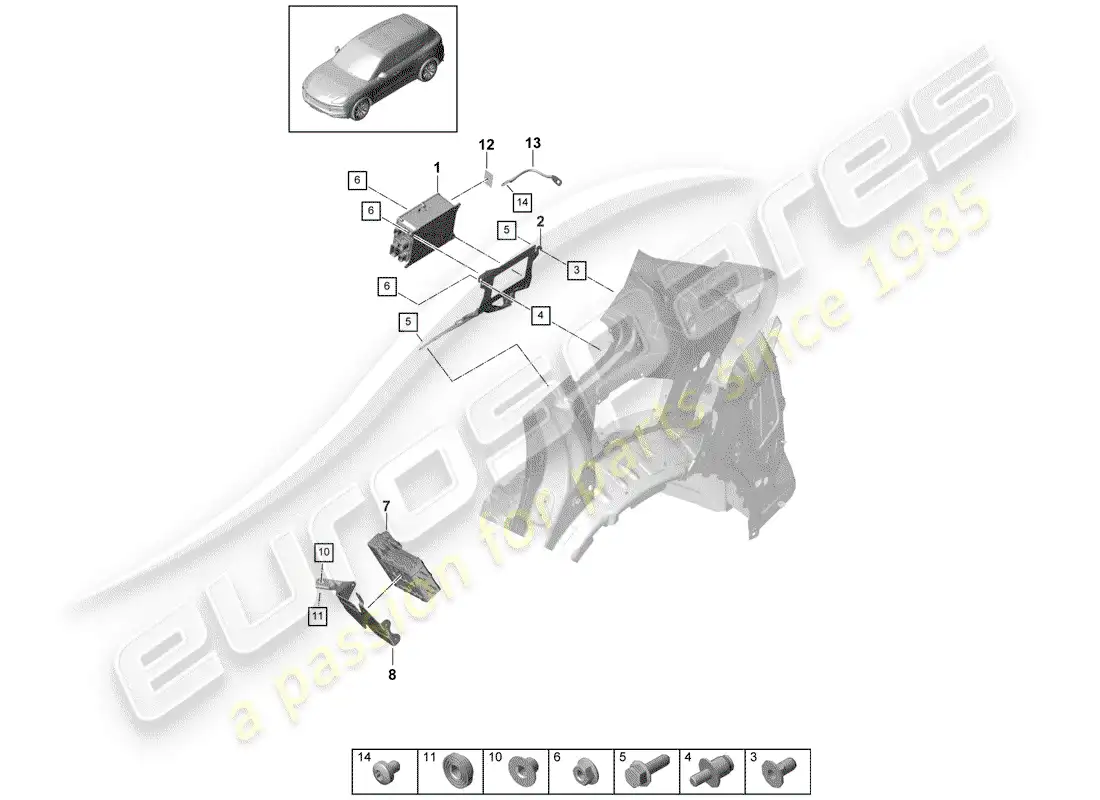 porsche 2018 (cayenne e3 9ya/9yb) cargador para alto voltaje diagrama de piezas