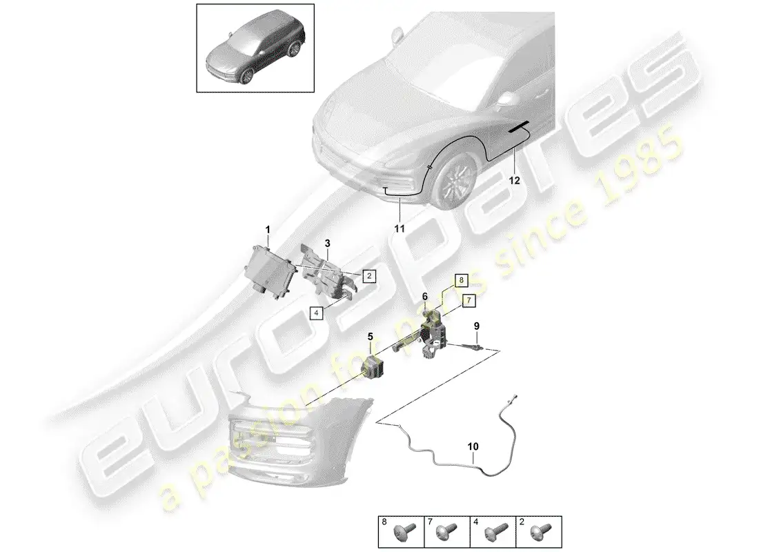 porsche 2018 (cayenne e3 9ya/9yb) piezas individuales diagrama de piezas